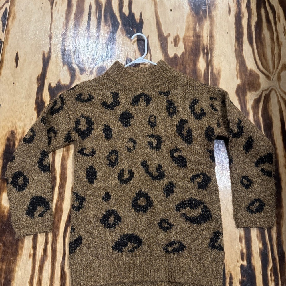 Universal Thread Womens XS‎ Leopard Print Mock Neck Pullover Sweater Brown Black